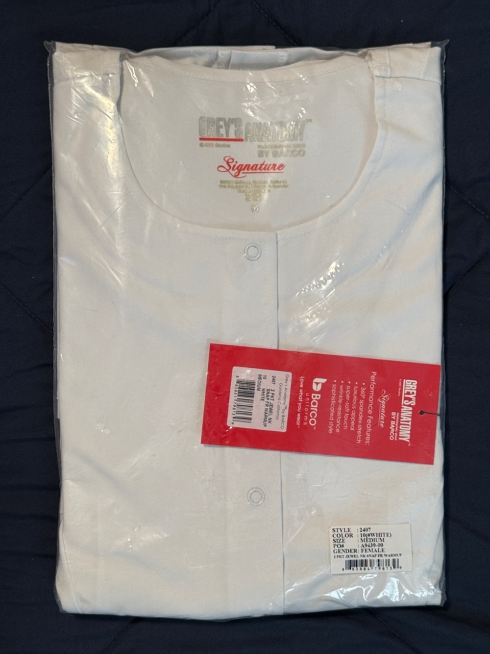 Grey's Anatomy Signature White Scrub Jacket with Snap Front